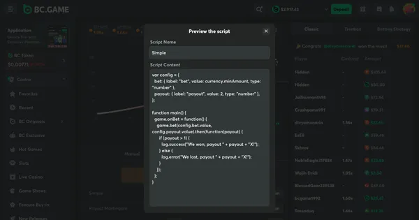 Scripts de Apostas para Crash, Dice e Limbo