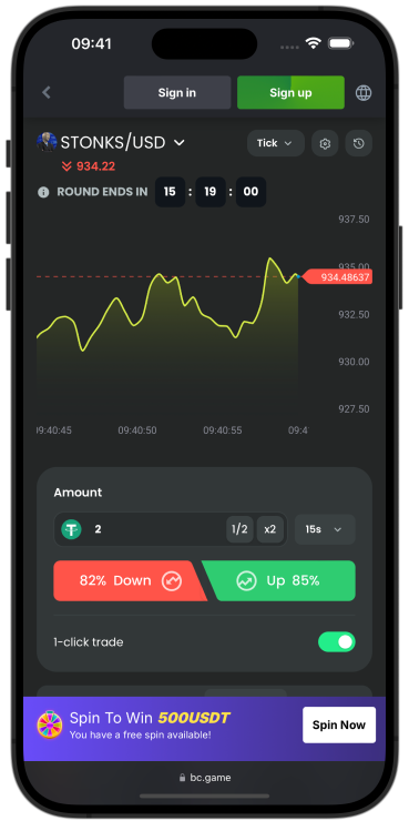 Stonks Crypto Trading Game on Mobile by BC.GAME