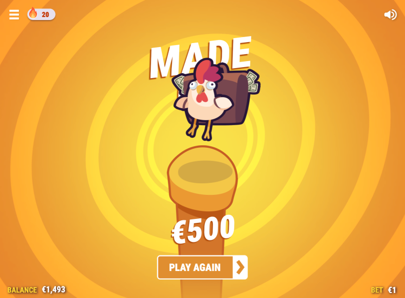 Chicken X casino game big win