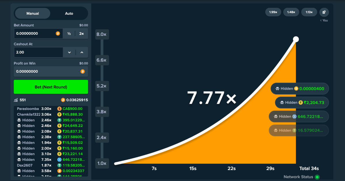Crash gambling app by Stake